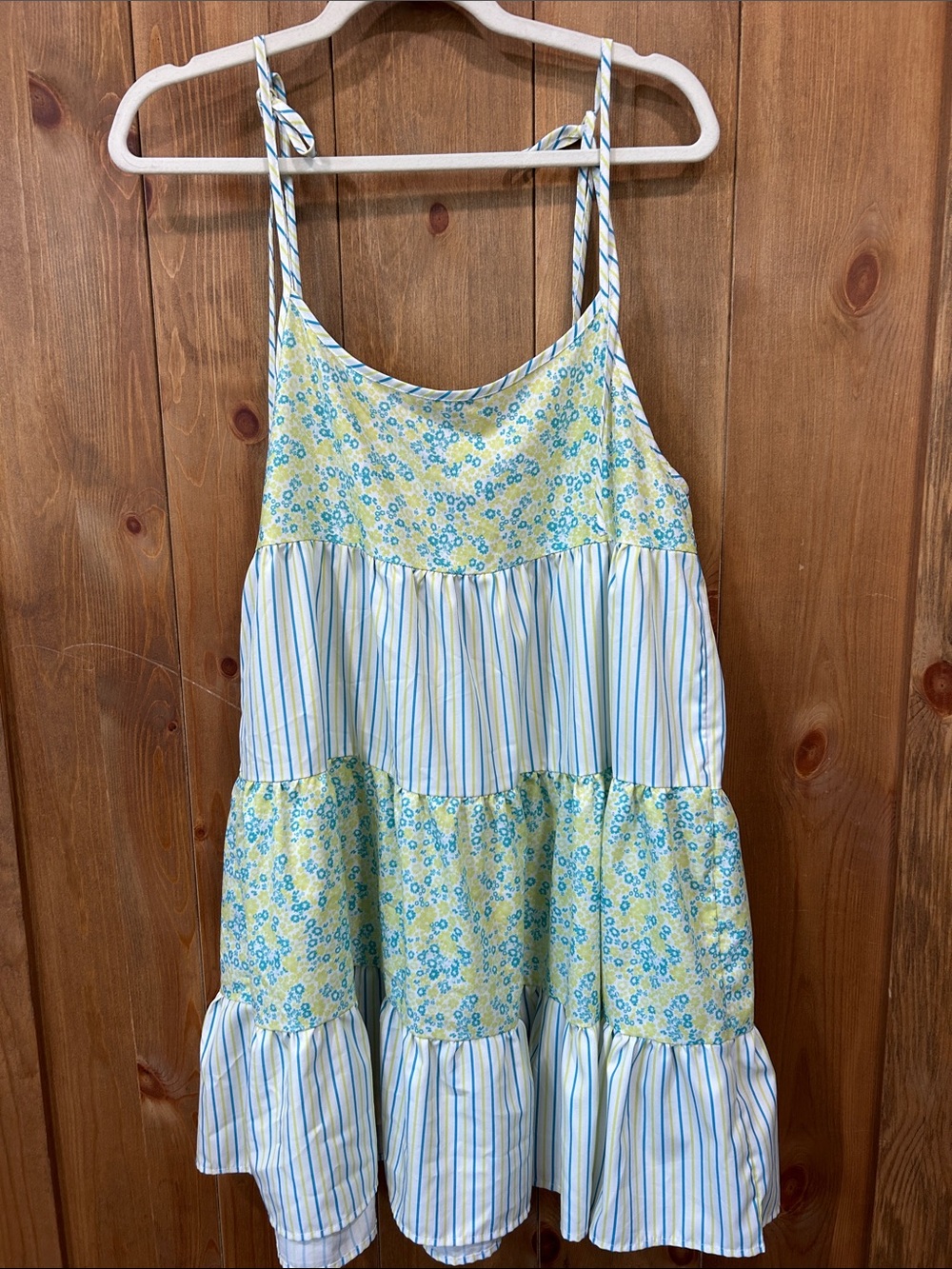 Girls' Yellow & Blue Floral Tiered Sundress - Unbranded